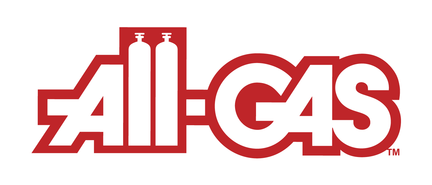 The logo displays the text "All-Gas" in bold, red letters with two white gas cylinders integrated into the design.