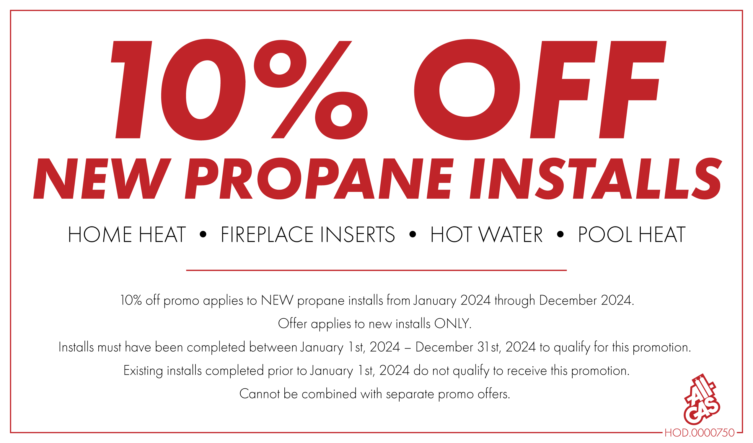 discount on new propane installs